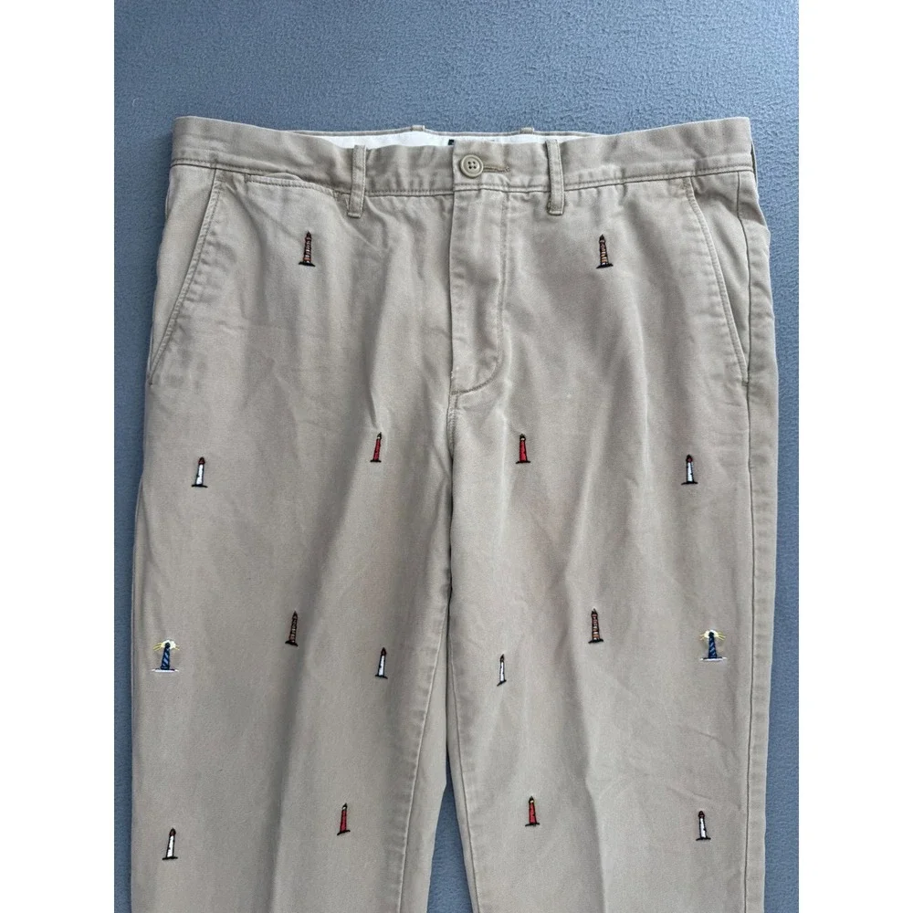 J.Crew Chinos 33x32 All over print Lighthouse Embroidered Yacht Club Nautical